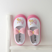 幼儿园室内鞋软底儿童小白鞋运动鞋透气女童帆布鞋粉色宝宝白布鞋