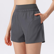 夏季薄款宽松速干运动短裤女跑步休闲健身裤高腰瑜伽裤五分带口袋