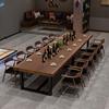 工业风长方形铁艺实木洽谈桌复古办公木质桌椅组合餐厅酒吧大板桌