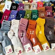 堆堆袜韩国进口女袜ETNA秋冬季暖色系纯色简约螺纹东大门长筒袜厚