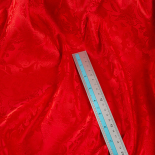 高精密(高精密)织金大红色红包面料，织锦段茶垫新娘旗袍，儿童年衣拜年服手工