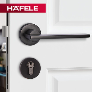 德国海福乐HAFELE美式室内木门锁具门锁卧室不锈钢黑色快装门把手