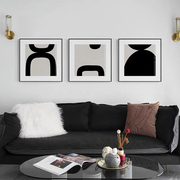 黑白抽象客厅沙发背景墙挂画现代简约餐厅装饰画样板间正方形壁画