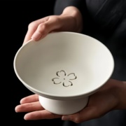 日式陶瓷高脚盘点心茶点干果水果盘中式零食盘可沥水高足托盘家用