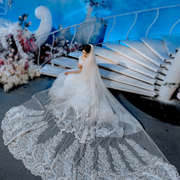 新娘结婚主婚纱头纱长款大拖尾超仙森系网红拍照道具韩式婚礼头饰