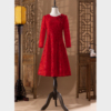 连衣裙红色礼服长袖喜婆婆婚宴，装结婚礼服妈妈，洋气高贵高端刺绣