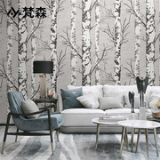 北欧白色树木h白桦树，墙纸客厅卧室背景墙服装店，壁纸非自粘店铺装