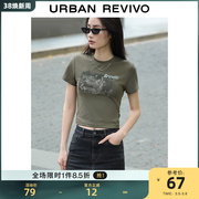 UR女装潮流小众街头欧美风印花短款短袖T恤UWV432132