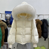 羽绒服女2022年韩版短款小个子，加厚连帽大毛领纯色外套女冬季