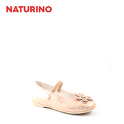 naturino那都乐进口软牛皮，粉金色宴会，公主鞋松紧带一脚蹬皮鞋演出