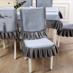 现代新中式桌布长方形椅套罩餐桌布艺餐椅套桌旗古典禅i.