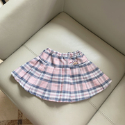 女童秋季学院风格子，半身裙百褶裙短裙