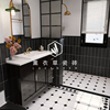 美式卫生间瓷砖法式黑白花砖复古浴室墙砖鱼骨模具砖厨房防滑地砖