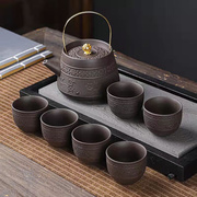 驰达陶瓷紫砂茶壶茶具套装大容量凉水壶家用辛苦手工提梁泡茶壶冷