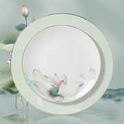 中式金边骨瓷餐具套装创意碗，盘碟酒店会所，商用摆台餐具高级感