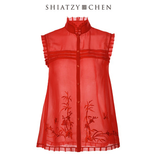 SHIATZY CHEN/夏姿·陈清脆春意系列桑蚕丝刺绣上衣103374