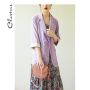 香芋紫西装外套小个子薄款西服，休闲上衣网红紫色，小西装女