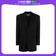 香港直邮JACQUEMUS 男士黑色羊毛混纺西装外套 213JA101-1030-990