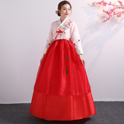高档绣花韩服女传统日常古装宫廷结婚礼服朝鲜舞蹈表演出服装