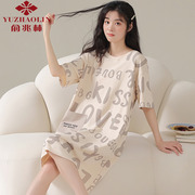 俞兆林纯棉睡裙女士夏季2023年夏天薄款可爱短袖，宽松睡衣裙子
