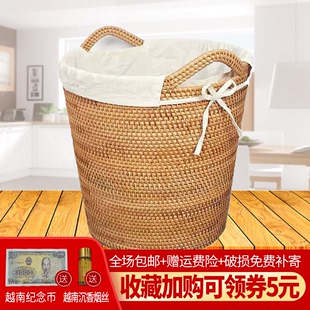 越南藤编脏衣篮衣物洗衣篮脏衣篓藤编收纳筐装脏衣服的手提编织桶