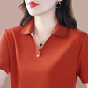 韩国橘红短袖t恤女夏2024气质百搭时尚宽松优雅洋气漂亮上衣