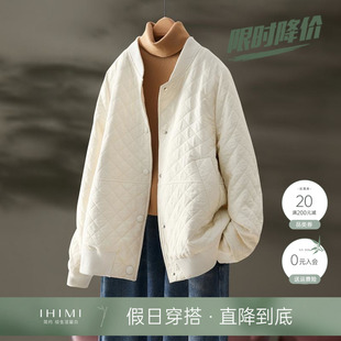ihimi海谧夹棉棒球，服女2024春季棉服，小个子棉衣短款夹克外套