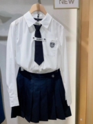 小熊2023秋学院风jk领带polo领白色长袖衬衫女设计感小众上衣