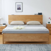 实木高箱储物床1.8米简约小户型定制2.2米主卧悬浮床橡木气压