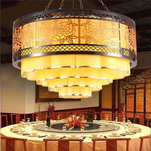 新中式吊灯餐厅灯饭店酒店餐厅，包厢圆形祥云，工程羊皮中式灯具