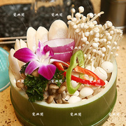 火锅创意个性特色餐具圆形塑料蔬菜篮时蔬菌类拼盘涮肉虾滑鸭肠盘