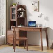 实木伸缩书桌书架书柜一体多功能，办公桌转角家用靠墙带副柜电脑桌