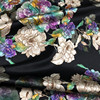 黑底植物花卉数码印花19姆米重磅真丝布料弹力丝绸缎服装面料