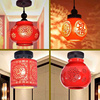 中国红灯笼现代中式景德镇LED陶瓷单头阳台门厅过道玄关吸顶吊灯