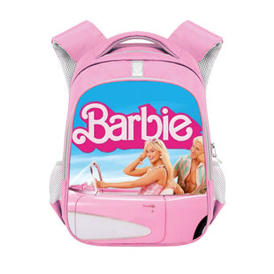 2023粉色芭比女孩书包，barbie涤纶反光条，双肩包大容量学生背包