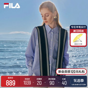 FILA Emerald斐乐女子披肩衬衫2024夏季竖纹休闲时尚女装上衣