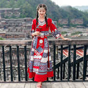 广西壮族传统服饰女云南苗寨苗族成人旅拍刺绣舞蹈演出表演服