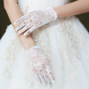 新娘手套结婚蕾丝短款演白色出手套婚纱手套，晚礼服敬酒服手套红色