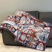 地中海波西米亚棉麻风四季通用全包组合沙发垫防猫抓加厚盖布