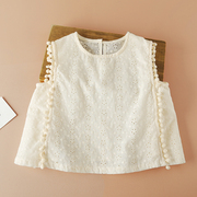 女童娃娃衫纯棉镂空上衣，2024夏季儿童装，公主小衫女孩洋气衬衫