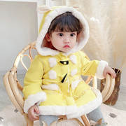 女童装2023冬季女宝宝冬装加绒外套小童，连帽冬款上衣5083