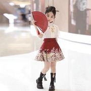 马面裙女童春夏秋季短长袖套装中国风，半身裙儿童汉服短长款连衣裙