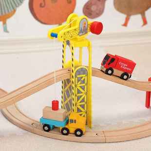 散装木制轨道配件吊塔，起重机吊机玩具磁性兼容木质托马斯火车轨道