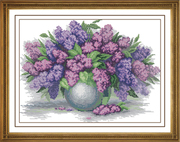 DMC绣线小小鱼B429 花卉紫色忧郁瓶花精准印花印布十字绣套件