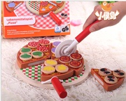 木质迷你食玩过家家披萨儿童仿真食物模型玩具diy宝宝益智切切乐