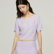 gnay副线春夏淡紫色，日本进口雪纺，方形短款t恤