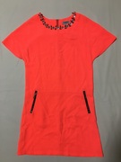 外贸原单橘色重工铆钉，短袖连衣裙直通宽松简约设计感特别个性