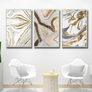金色流彩抽象客厅装饰画轻奢沙发，简美卧室餐厅挂画现代简约三联画