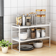 厨房台面置物架分层橱柜，收纳架桌面调味料双层储物架子可伸缩锅架