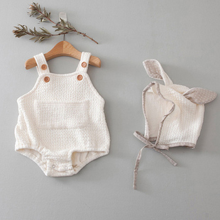 韩版ins新生婴儿衣服可爱兔子，背带爬服小动物，造型包屁连体衣哈衣
